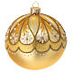 Blown glass Christmas ornament, satin gold with floral pattern, 4 in s1