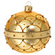 Weihnachtskugel, mundgeblasenes Glas, satinierte Goldoberfläche, goldfarbene Verzierungen, Ø 100 mm s1