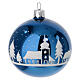 Set of 6 shiny blue blown glass Christmas decoration balls 80 mm s2