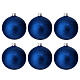 Set of 6 Christmas balls, 3 in, blue glitter blown glass s1