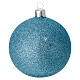 Set of 6 blown glass Christmas balls, 3 in, light blue glitter s2