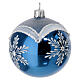 Set of 6 polished blue Christmas balls, 3 in, decorated blown glass s3