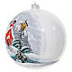 Polished white Christmas ball with snowy landscape, diam. of 8 in s3