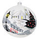 White Christmas ball with snowy landscape, blown glass, 8 in s1