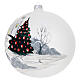 White Christmas ball with snowy landscape, blown glass, 8 in s3