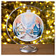 Christmas ball, dull white blown glass with snowy colourful houses, 6 in s2