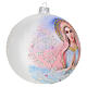 Christmas decoration of opaque white blown glass, colourful Virgin Mary, 6 in s4