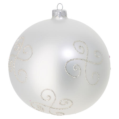 Palla di Natale vetro soffiato bianco opaco Madonna colorata 150 mm 5