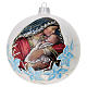 White blown glass Christmas ball, Virgin with Child, 6 in s1