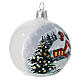 Set of 2 Christmas balls, polished white blown glass with snowy landscape, 3 in s4