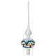 Christmas tree topper of polished white blown glass, snowy houses, 14 in s1