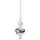 Christmas tree topper of polished white blown glass, snowy houses, 14 in s3