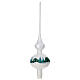 Christmas tree topper of polished white blown glass, snowy houses, 14 in s5