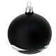 Pair of Christmas baubles in matte black blown glass decorated with snowy house 80 mm s5