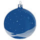 Pallina Natale vetro soffiato blu notte lucido decoro fattoria innevata 100 mm s5