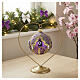 Pallina Natale vetro soffiato viola lucido decori oro glitter oro strass 100 mm  s2