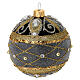 Glossy purple blown glass Christmas bauble with gold glitter decorations and rhinestones 100 mm s2