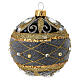 Glossy purple blown glass Christmas bauble with gold glitter decorations and rhinestones 100 mm s4