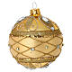 Set of 2 Christmas balls, dull gold with glitter and strass, blown glass, 3 in s2