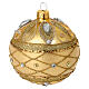 Set of 2 Christmas balls, dull gold with glitter and strass, blown glass, 3 in s4