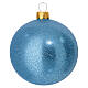 Set of 6 satin glitter blue blown glass baubles 80 mm s2