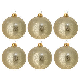 Weihnachtskugeln, 6er-Set, aus mundgeblasenem Glas, mit satin-goldenem Finish – Ø 8 cm