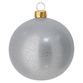 Set of 6 Christmas balls of silver satin finish, 3 in