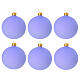 Set of 6 Christmas balls, dull lilac blown glass, 3 in s1