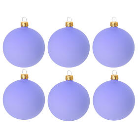 Set 6 boules Noël verre soufflé lilas mat 80 mm