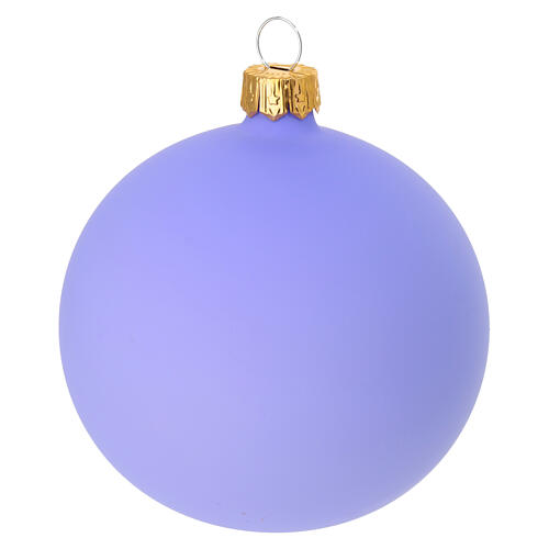 Set of 6 Christmas baubles in matte lilac blown glass 80 mm 2