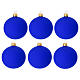 Set of 6 Christmas balls of dull dark blue blown glass, 3 in s1