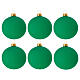 Set of 6 Christmas balls of dull green blown glass, 3 in s1