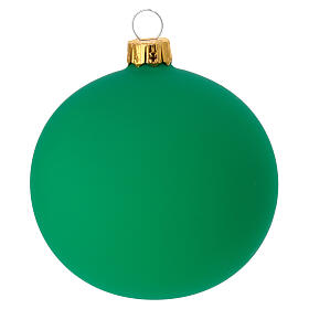 Set 6 boules de Noël verre soufflé vert mat 80 mm