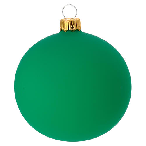 Set 6 palline di Natale vetro soffiato verde opaco 80 mm 2