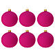 Set of 6 matte fuchsia blown glass baubles 80mm s1