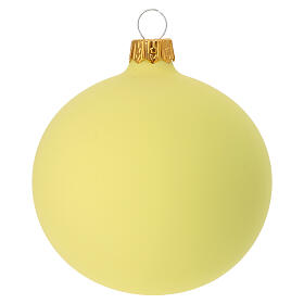 Set of 6 Christmas balls, dull yellow blown glass, 3 in