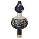 Christmas tree topper of satin blue blown glass with gold glitter decorations and strass, 14 in s2