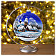 Christmas ball of dark blue blown glass, snowy landscape, 6 in s2