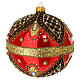 Christmas ball, red blown glass with gold glitter decoration, 6 in s3