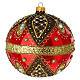 Christmas ball, red blown glass with gold glitter decoration, 6 in s4