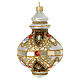 Christmas ornament of dull silver blown glass, polished details, gold glitter and strass, 3 in s3