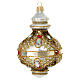 Pallina Natale vetro soffiato argento opaco striscia lucida glitter oro strass 80 mm s3