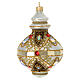 Pallina Natale vetro soffiato argento opaco striscia lucida glitter oro strass 80 mm s4