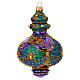 Pallina Natale vetro soffiato viola decoro glitter verde oro strass 80 mm s3
