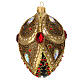 Egg-shaped Christmas ball, black blown glass with gold lines, gold glitter, red and white strass, 2.5 in s3