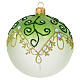 Weihnachtskugel, aus mundgeblasenem Glas, matt, mit grünen und goldenen Dekoren – Ø 10 cm s2