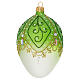 Weihnachtskugel, ovale Form, aus mundgeblasenem Glas, grün, mit Glitter-Blattdekoren und Strass – Ø 6 cm s2