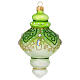 Christmas ornament of dull blown glass, green and white with glitter decorations, 2.5 in s1