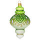 Christmas ornament of dull blown glass, green and white with glitter decorations, 2.5 in s2