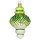 Christmas ornament of dull blown glass, green and white with glitter decorations, 2.5 in s3